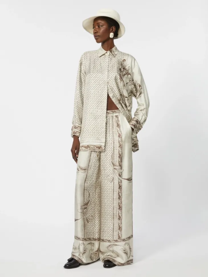 Printed silk twill shirt - IVORY