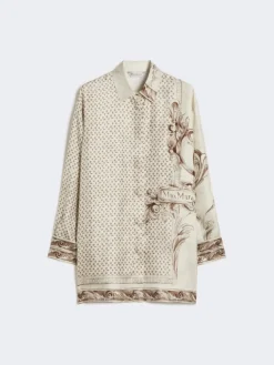 Printed silk twill shirt - IVORY
