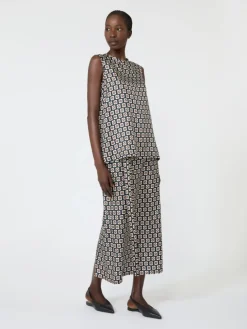 Printed silk twill skirt - ULTRAMARINE