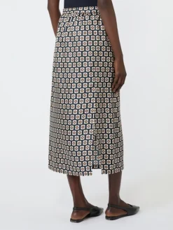 Printed silk twill skirt - ULTRAMARINE