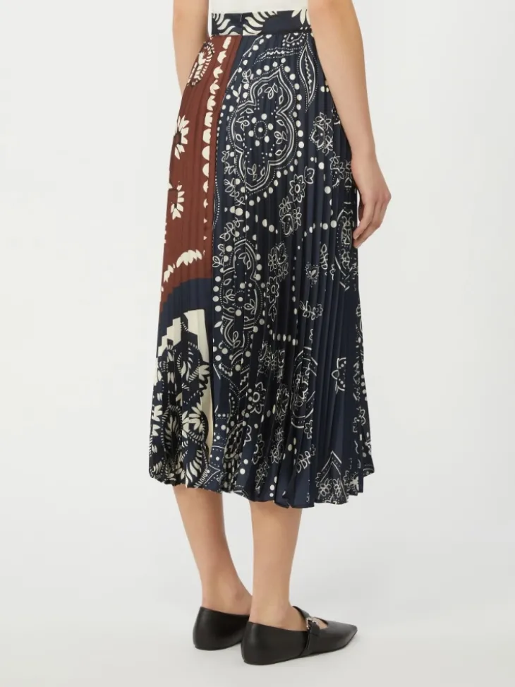 Printed twill skirt - TOBACCO