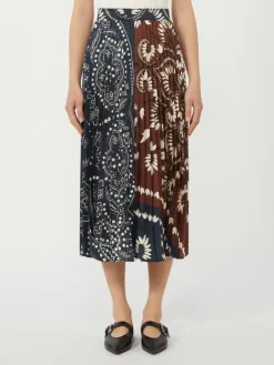 Printed twill skirt - TOBACCO