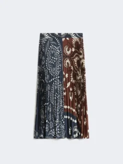 Printed twill skirt - TOBACCO