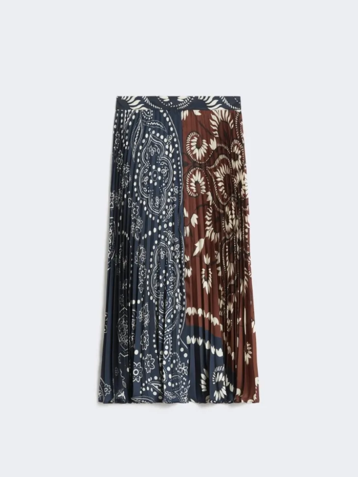 Printed twill skirt - TOBACCO
