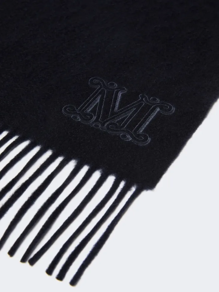 Pure cashmere stole with Monogram detail - ULTRAMARINE