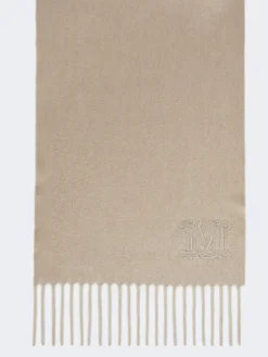 Pure cashmere stole with Monogram detail - SAND