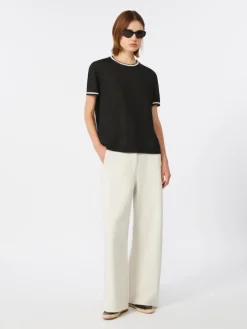Pure linen yarn sweater - BLACK