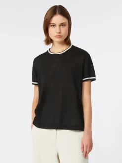 Pure linen yarn sweater - BLACK