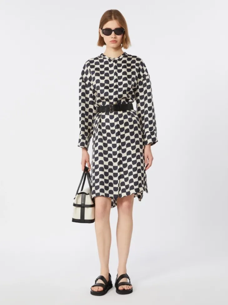 Pure silk twill kaftan - BLACK