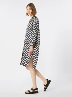 Pure silk twill kaftan - BLACK