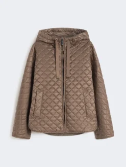 Quilted water-repellent canvas padded jacket - TOBACCO