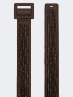 Raffia effect belt - DARK BROWN