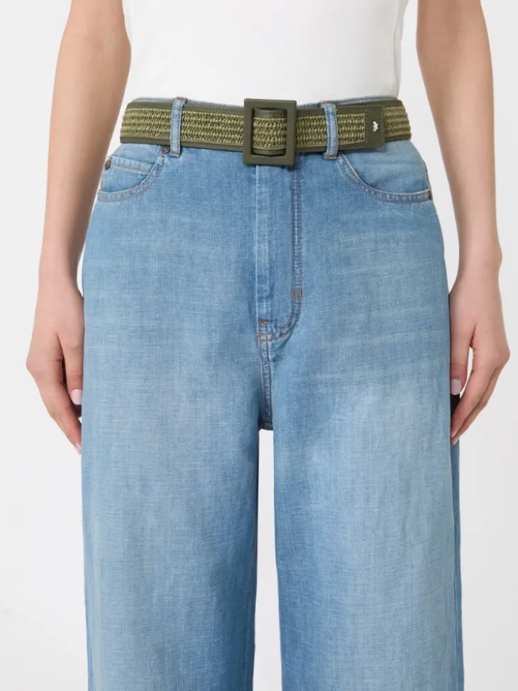 Raffia effect belt - SAGE GREEN