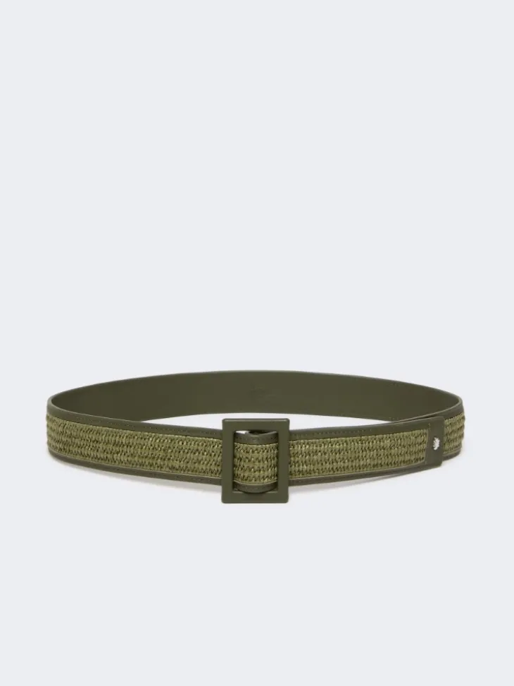Raffia effect belt - SAGE GREEN