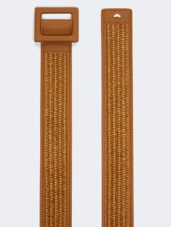 Raffia effect belt - TANGERINE
