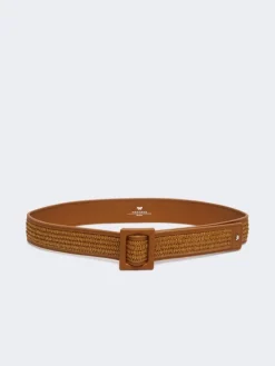 Raffia effect belt - TANGERINE