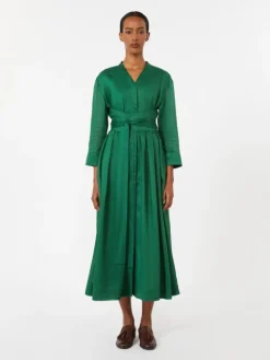 Ramie canvas dress - GREEN