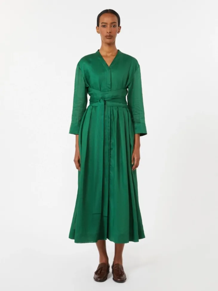 Ramie canvas dress - GREEN