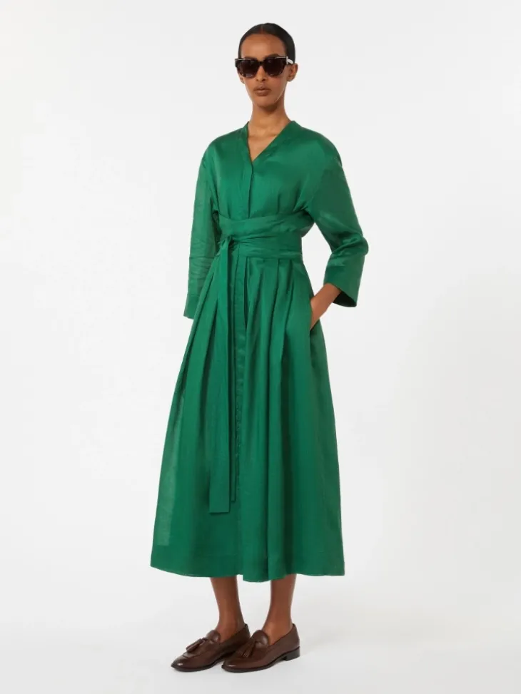 Ramie canvas dress - GREEN