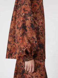 Relaxed-fit printed silk shirt - TERRA COTTA