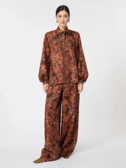 Relaxed-fit printed silk shirt - TERRA COTTA