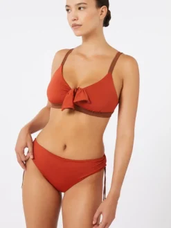 Reversible double jersey bikini top - CHOCOLATE