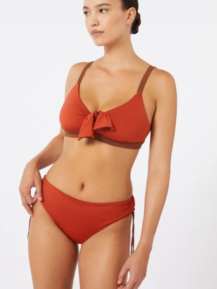 Reversible double jersey bikini top - CHOCOLATE