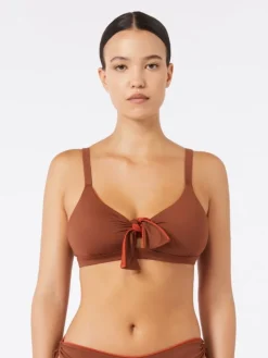 Reversible double jersey bikini top - CHOCOLATE