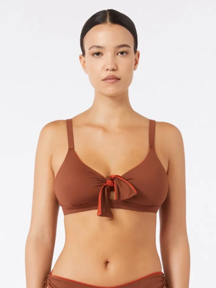 Reversible double jersey bikini top - CHOCOLATE