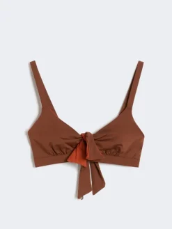 Reversible double jersey bikini top - CHOCOLATE