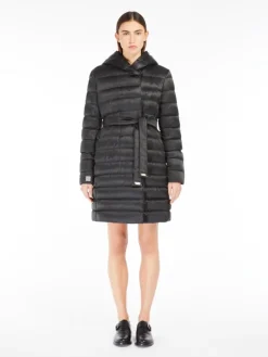 Reversible down jacket in water-repellent satin - BLACK