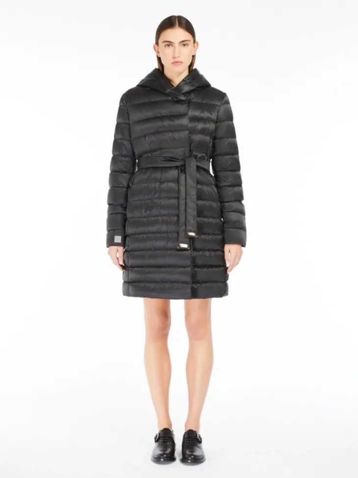 Reversible down jacket in water-repellent satin - BLACK
