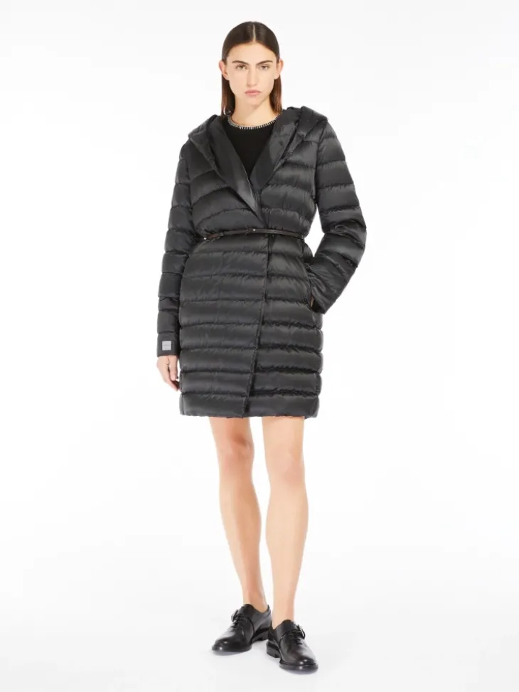 Reversible down jacket in water-repellent satin - BLACK