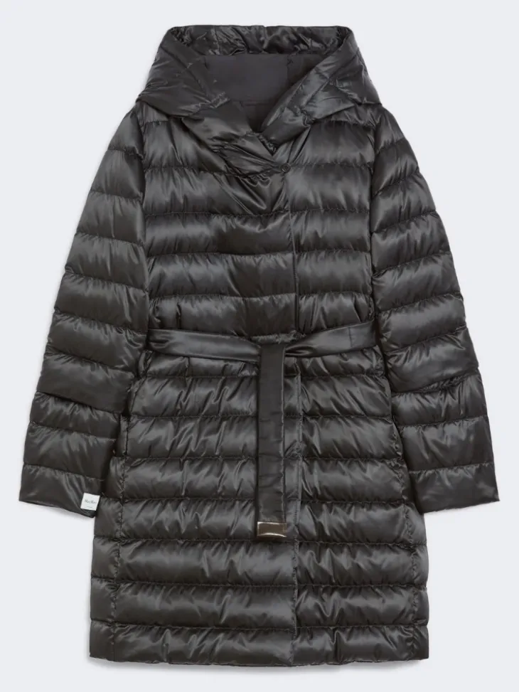 Reversible down jacket in water-repellent satin - BLACK