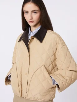 Reversible padded jacket in water-repellent fabric - BEIGE