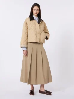 Reversible padded jacket in water-repellent fabric - BEIGE