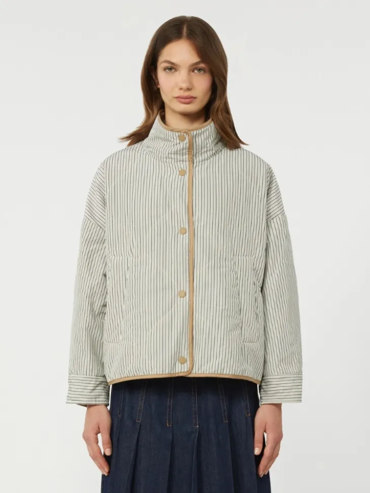 Reversible padded jacket in water-repellent canvas - HAZELNUT BROWN