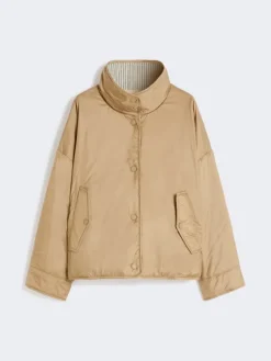 Reversible padded jacket in water-repellent canvas - HAZELNUT BROWN