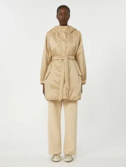 Reversible padded parka in water-repellent canvas - BEIGE