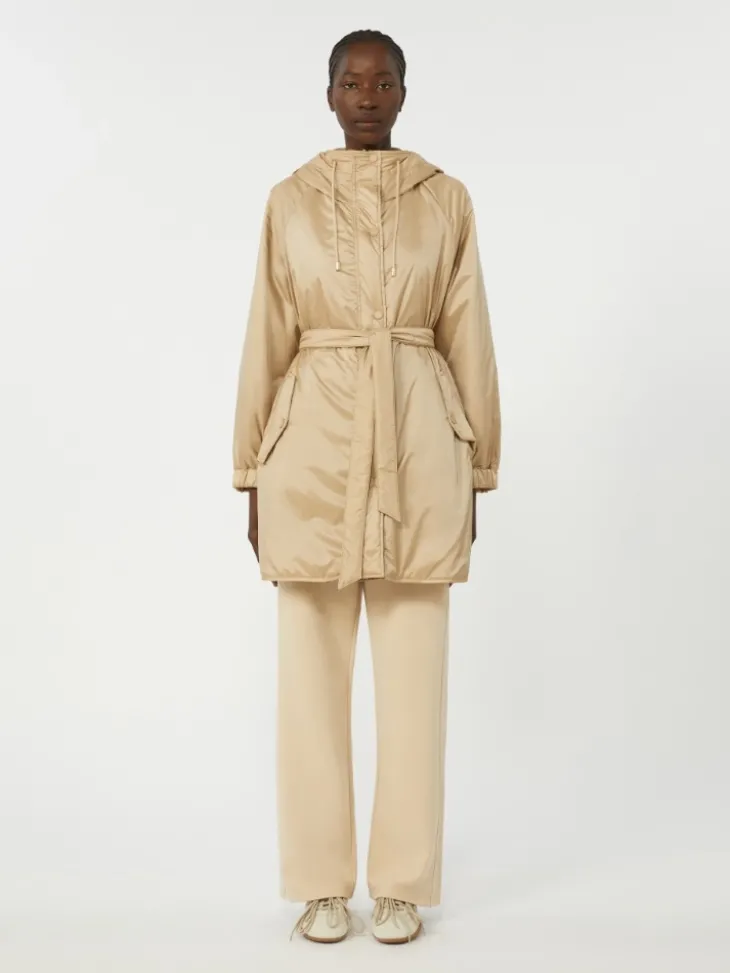 Reversible padded parka in water-repellent canvas - BEIGE