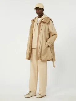 Reversible padded parka in water-repellent canvas - BEIGE