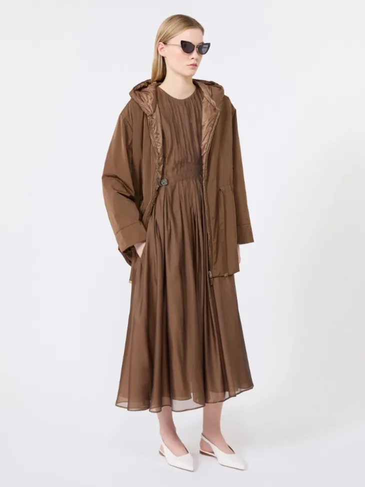 Reversible padded parka in radzmir and water-repellent canvas - HONEY