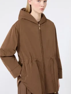 Reversible padded parka in radzmir and water-repellent canvas - HONEY