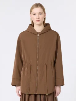 Reversible padded parka in radzmir and water-repellent canvas - HONEY