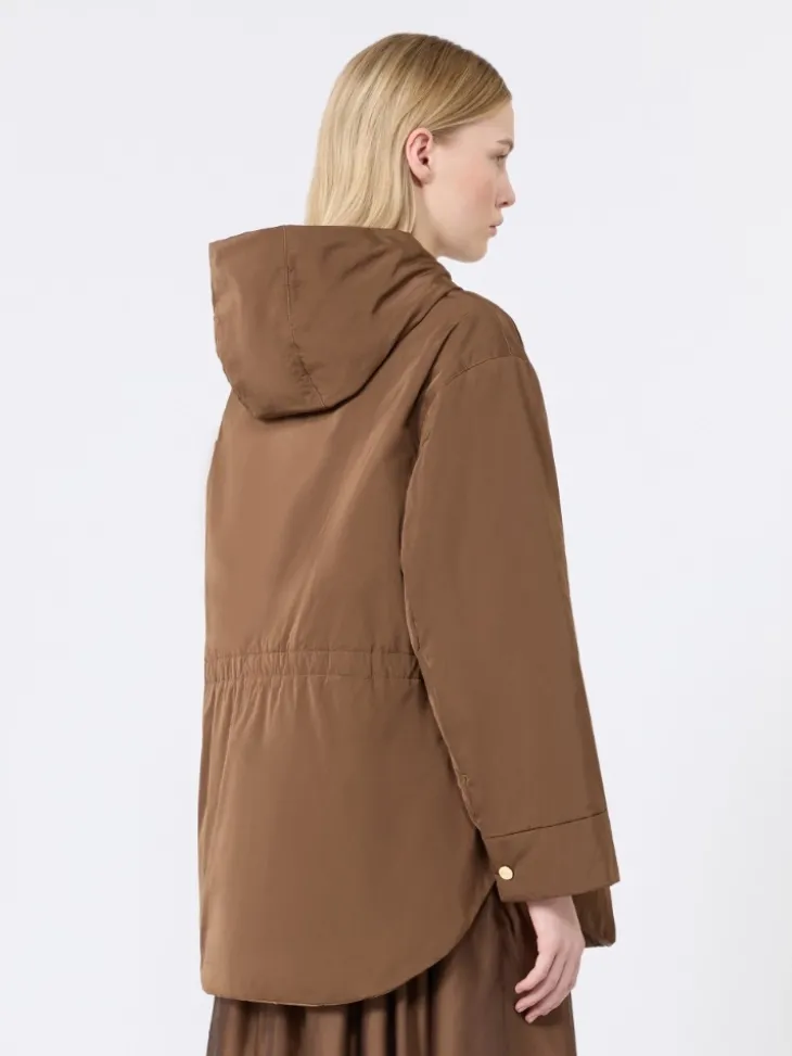 Reversible padded parka in radzmir and water-repellent canvas - HONEY