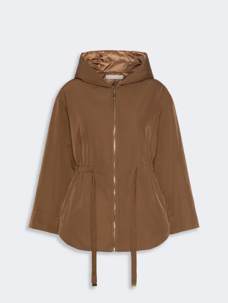 Reversible padded parka in radzmir and water-repellent canvas - HONEY