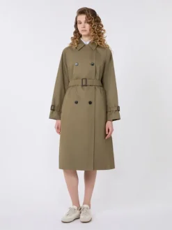 Reversible water-repellent gabardine trench coat - MUD