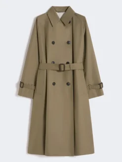 Reversible water-repellent gabardine trench coat - MUD