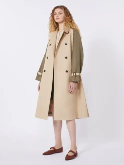 Reversible water-repellent gabardine trench coat - BEIGE