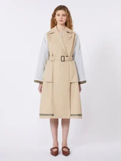 Reversible water-repellent gabardine trench coat - BEIGE